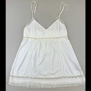 American Eagle Soft Off White Flowy Tank Cami - Lace Trim - Women Size M